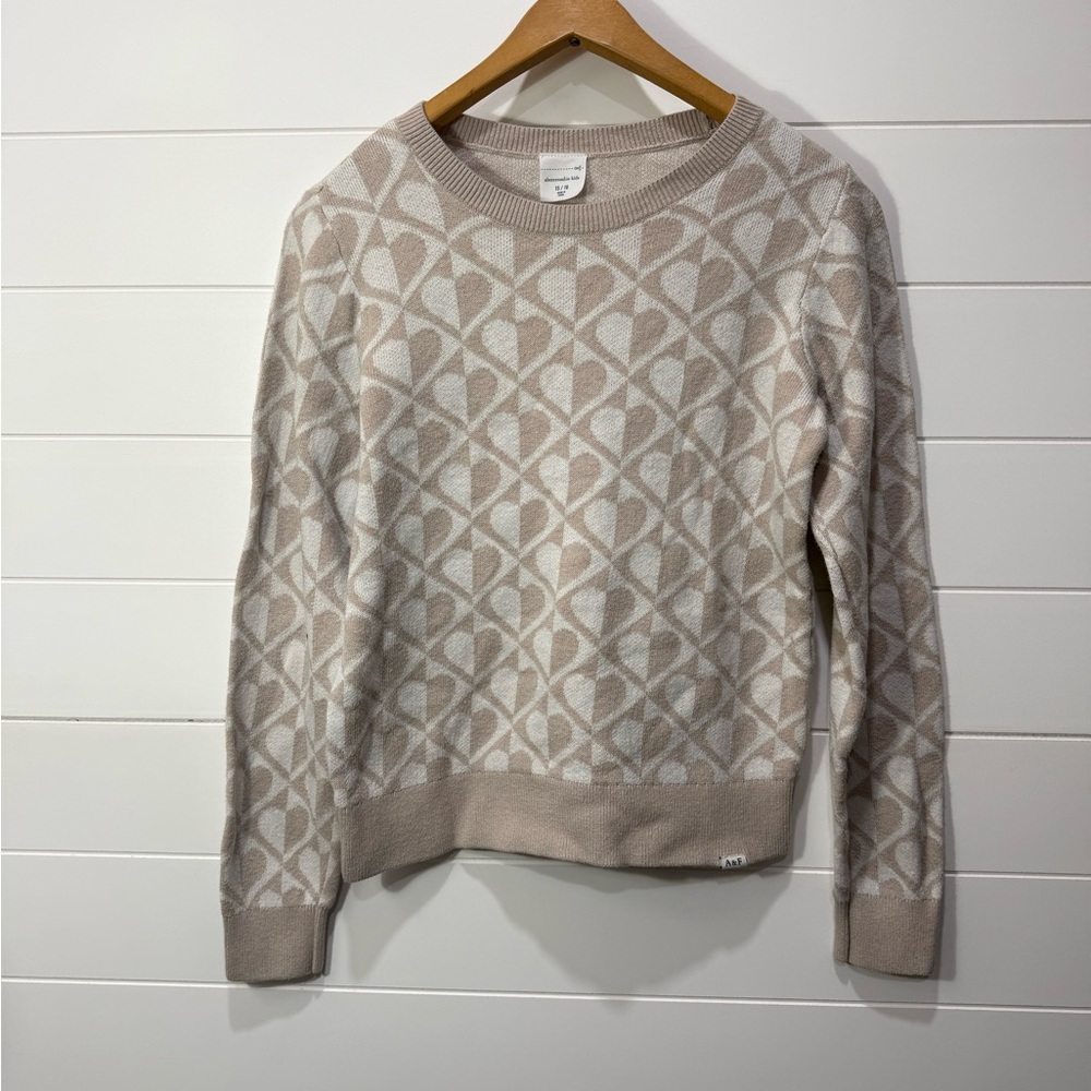 abercrombie kids Beige and Cream Geometric Crewneck Sweater